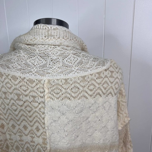 Free People Yellow and Tan Patchwork Oversized Cowl Neck Sweater SZ XS - Picture 7 of 10